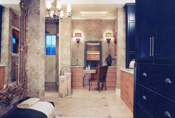 фото интерьера ванной комнаты и спальни