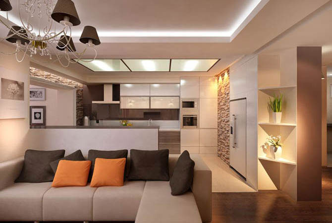 дизайн интерьера однокомнатной квартиры для женщины
